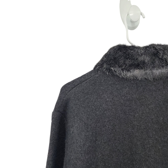 Lisa International Women's Boiled Wool Faux Fur Full Zip Jacket Black - L - Picture 8 of 9